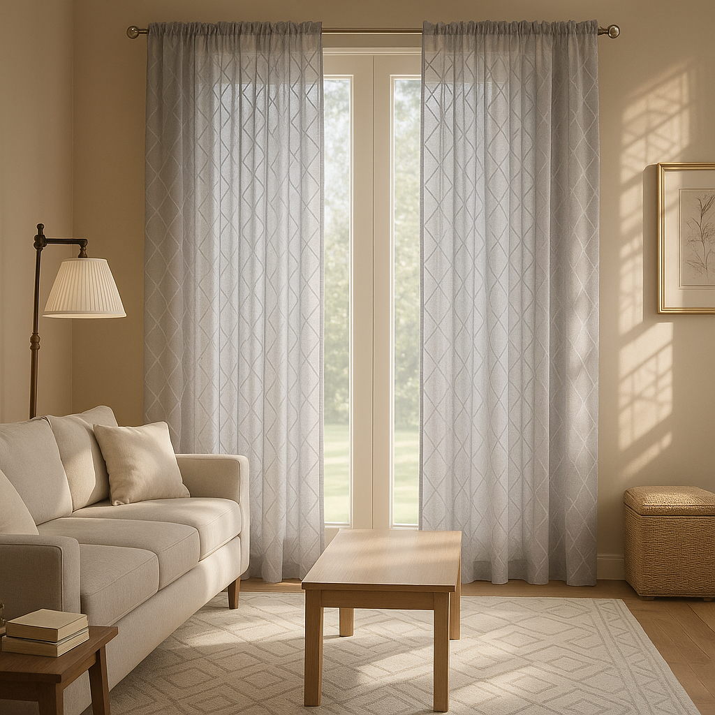 Diamond Sheer Window Curtain Panel(Only 1 Pc Panel)