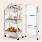 3-Tier Metal Rolling Cart – Foldable or Fixed Pegboard Styles - 1