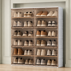 Foldable Shoe Cabinet with Doors – Slim Entryway Shoe Storage Organizer - 1