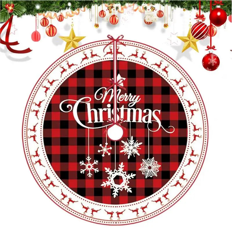 Red Christmas Skirt Tree Tree Skirts Winter Tree Skirt 23.6 Inch Holiday Tree Skirt Red Cover Snowflake Reindeer Home Decor