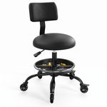 Rolling Mechanic Chair with Backrest and Footrest – Heavy Duty Shop Stool with Wheels, Adjustable Height Swivel Garage Chair - 1