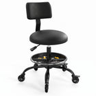 Rolling Mechanic Chair with Backrest and Footrest – Heavy Duty Shop Stool with Wheels, Adjustable Height Swivel Garage Chair - 1