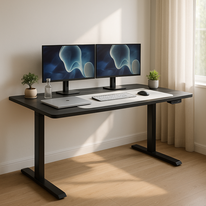 Black on Black 45" Bamboo Dual Motor Electric Office Adjustable Computer Desk