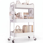 3-Tier Metal Rolling Cart – Foldable or Fixed Pegboard Styles - 1