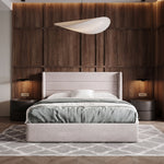 Lift-Up Storage Bed Frame with Upholstered Wingback Headboard - 1