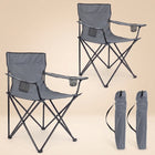 2 Pack Folding Camping Chairs with Cup Holders & Carry Bags - 1