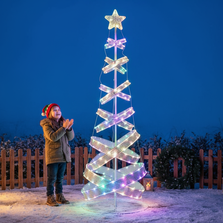 7 Feet Outdoor Spiral Christmas Tree for Party, Xmas New Year Decoration