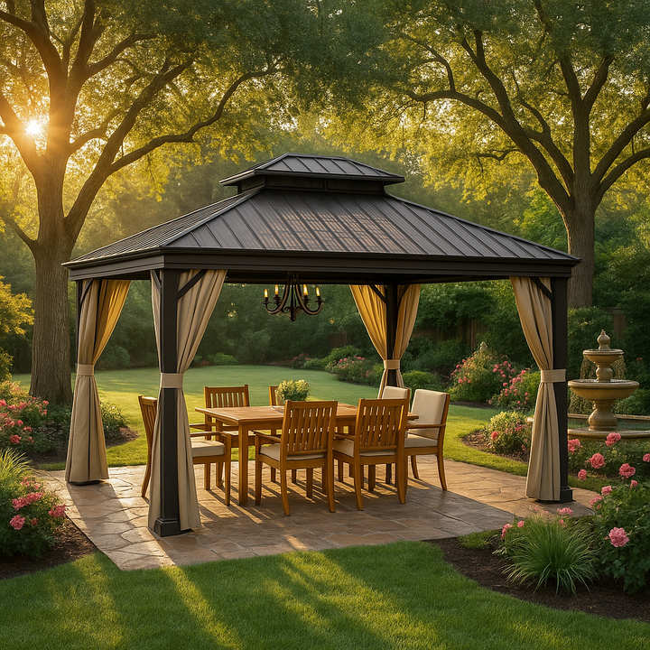 Exclusive Hardtop Gazebo Outdoor Aluminum Gazebos Grill - Premium Galvanized Steel Double Canopy Collection