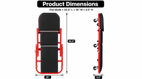 2-in-1 Mechanic Creeper Seat - Folding Z-Creeper, 300-450 lbs fit and scale thumbnail 1