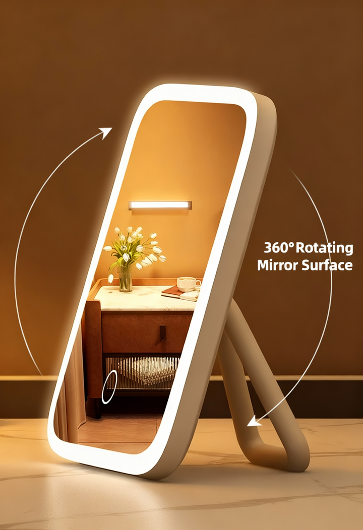 LED Smart Student Dormitory Desktop Fill Light Small Mirror, Makeup Mirror With Light,Girls Bedroom Dressing Table Mirror