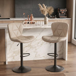 COUNTER BAR STOOLS SET OF 2 – ADJUSTABLE SWIVEL FAUX LEATHER SEATS - 1
