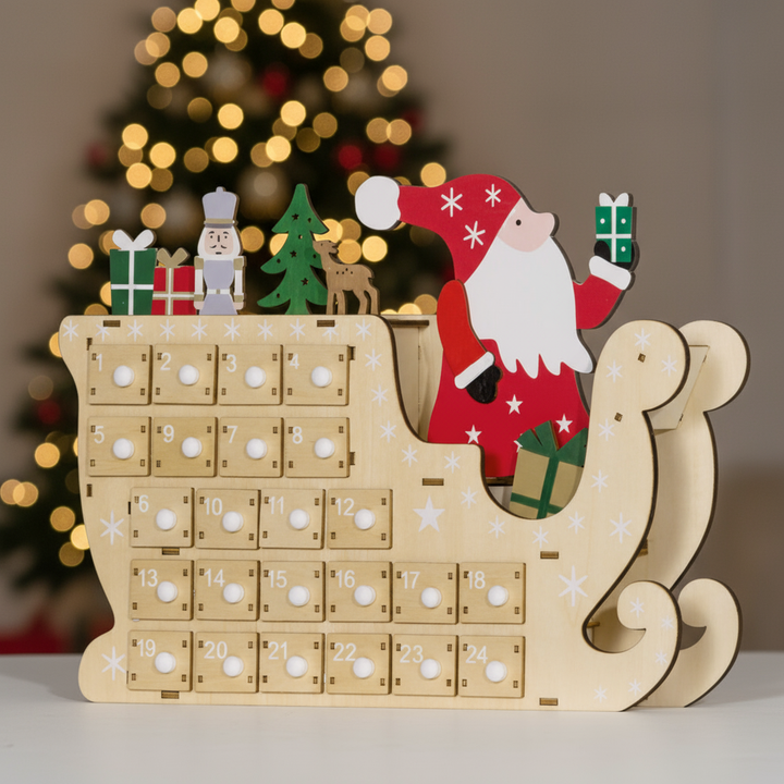 HOMCOM Wooden Christmas Advent Calendar with 24 Countdown Drawers, Reusable Holiday Decor Xmas Gift for Kids Adults, Natural