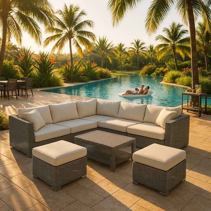 Exclusive 8-Pieces Outdoor Patio Furniture Set - Premium Garden Conversation Wicker Sofa Collection