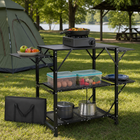 Camping Portable Cook Station/Kitchen Table, Folding Outdoor Cooking Table with Storage - 1