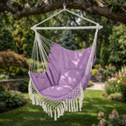 Boho Macrame Hammock Chair with Fringe, 2 Cushions & Side Pocket - 1