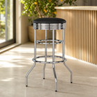 Swivel Bar Stool for Garage & Shop - Backless Counter Stool with Padded Seat, Workbench Stool for Workshop, Single Bar Stool with Chrome Legs - 1