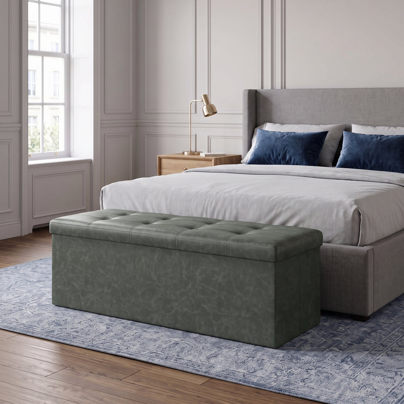 BENCH WITH STORAGE – FOLDING OTTOMAN WITH PADDED SEAT - 1