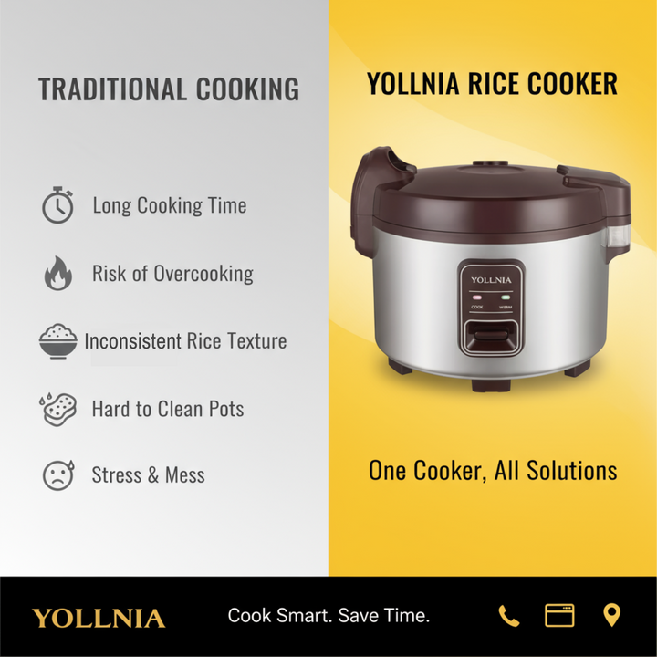 13.8QT/65 Cup Commercial Large Rice Cooker & Food warmer Non-stick Inner Pot Auto Warmer Mode 1350W Fast Cooking