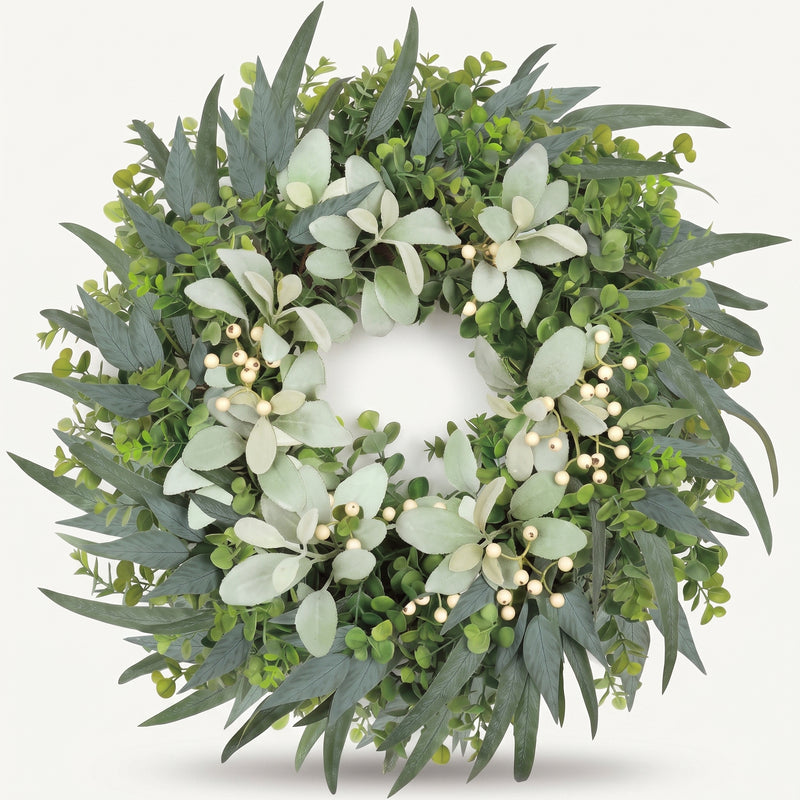 EUCALYPTUS WREATH FOR FRONT DOOR – FARMHOUSE GREENERY DÉCOR - 1