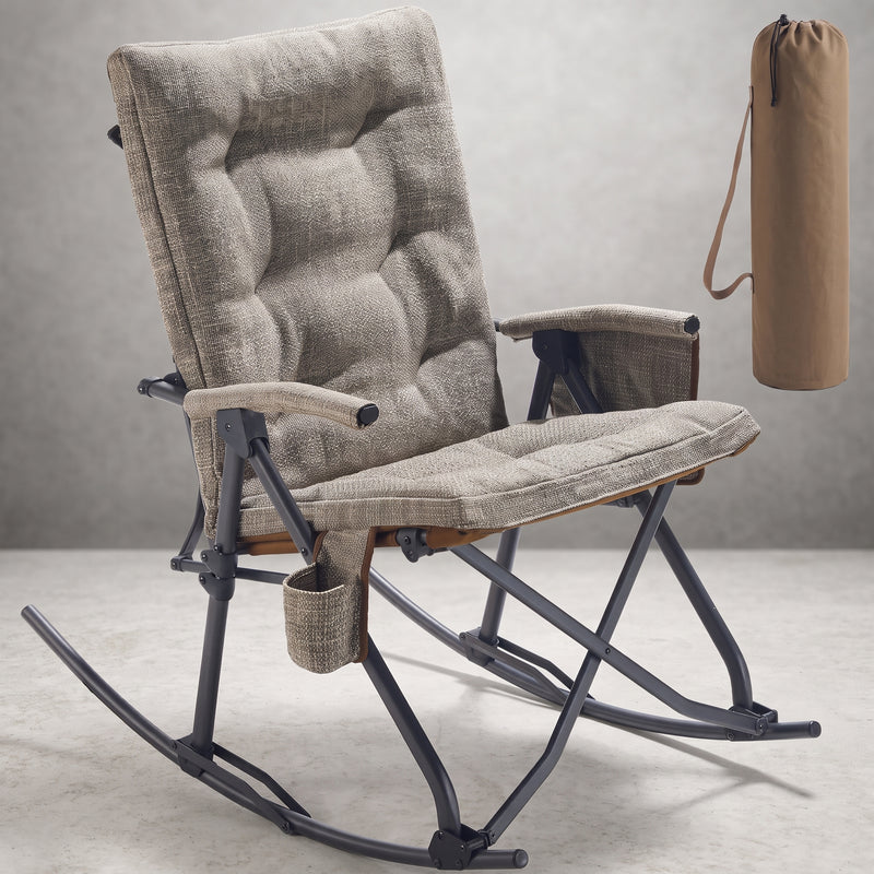 Oversized Folding Rocking Camping Chair with Padded Comfort & Portable Design - 1
