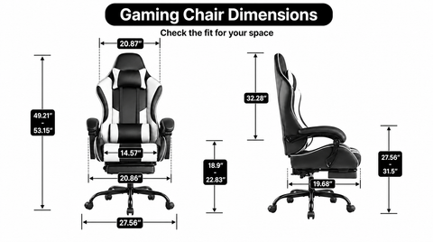 Reclining Gaming Chair with Footrest, Lumbar Support & 360° Swivel fit and scale thumbnail 1