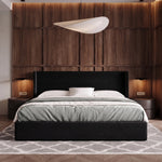 Lift-Up Storage Bed Frame with Upholstered Wingback Headboard - 1