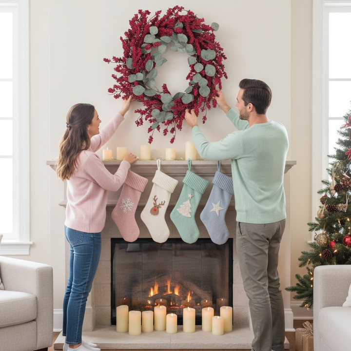 29 Artificial Christmas Wreath With Eucalyptus Berries,Decorations For Everyday Farmhouse Window OutdoorIndoor
