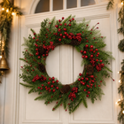 CHRISTMAS BERRY WREATH FOR FRONT DOOR – WINTER PINE HOLIDAY DÉCOR - 1