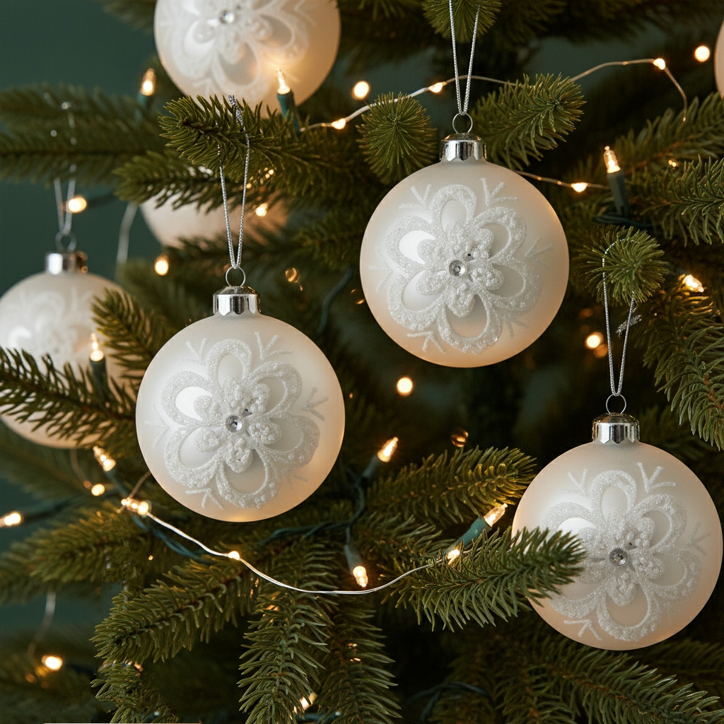 D39 Christmas Ball Ornaments - Set of 6 Glass Decorative Hanging Balls for Holiday Party Decor | Trufairs