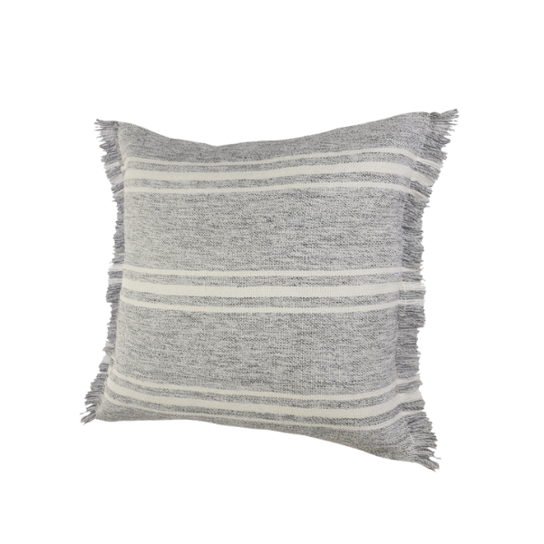 Modern 24" x 24" Gray Zippered Geometric Indoor Outdoor Throw Pillow