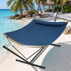2-Person Outdoor & Indoor Hammock with Adjustable Height, Pillow & Stand – Portable, Sturdy, Colorful - 1