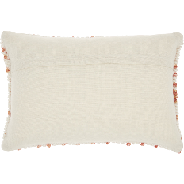 Premium 14" X 20" Coral and Beige Ribbed Indoor Outdoor Throw Pillow With Texture - Transitional Lumbar Support Design
