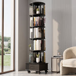 Rotating Bookshelf Tower – 360° Spinning Bookcase | 5 & 6-Tier, Solid Wood & MDF - 1