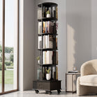 Rotating Bookshelf Tower – 360° Spinning Bookcase | 5 & 6-Tier, Solid Wood & MDF - 1