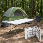 6 FT FOLDING CAMPING TABLE – PORTABLE INDOOR OUTDOOR TABLE WITH WATERPROOF HDPE TOP & CARRY HANDLE - 1