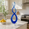 Premium 20" Clear and Blue Murano Glass Modern Abstract Tabletop Sculpture - Contemporary Artisan-Crafted Decorative Accent