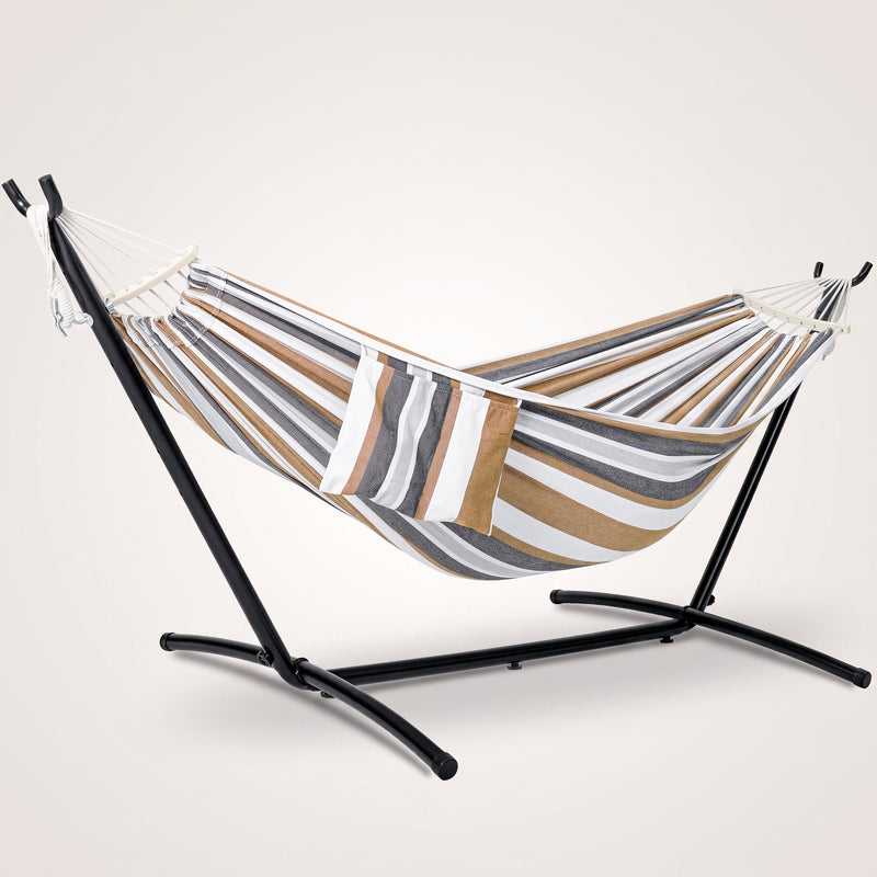 Double Hammock with Stand – Portable, Adjustable & 600lb Capacity for Indoor & Outdoor - 1