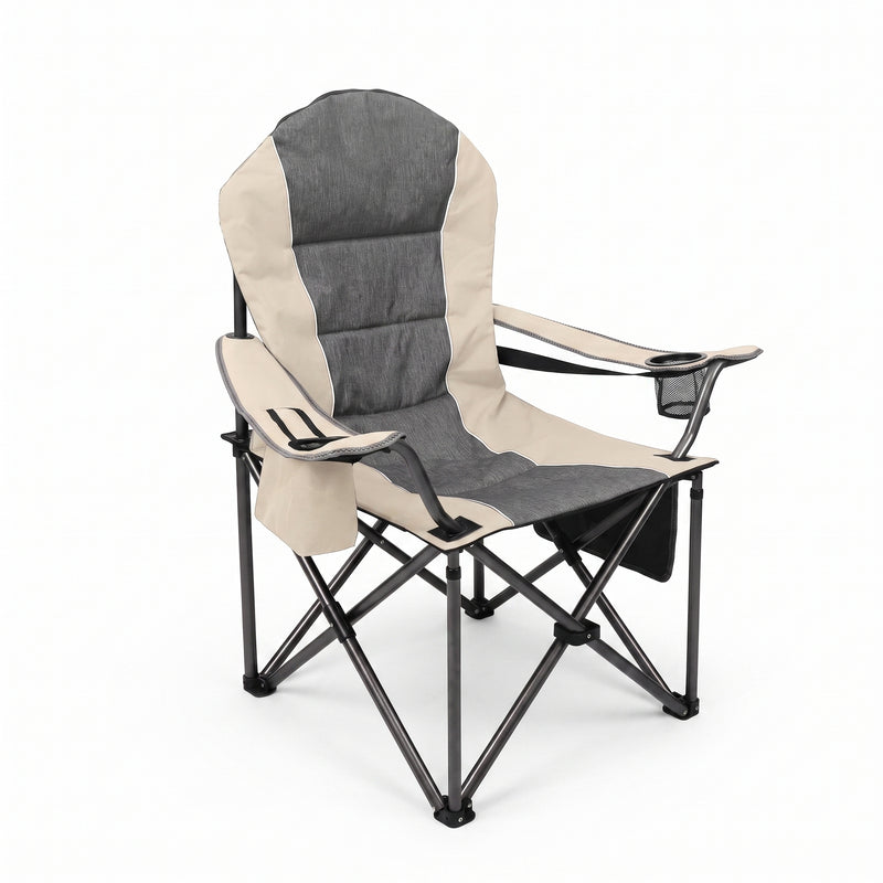 Oversized Portable Camping Chair with Lumbar Support & Cooler Bag - 1