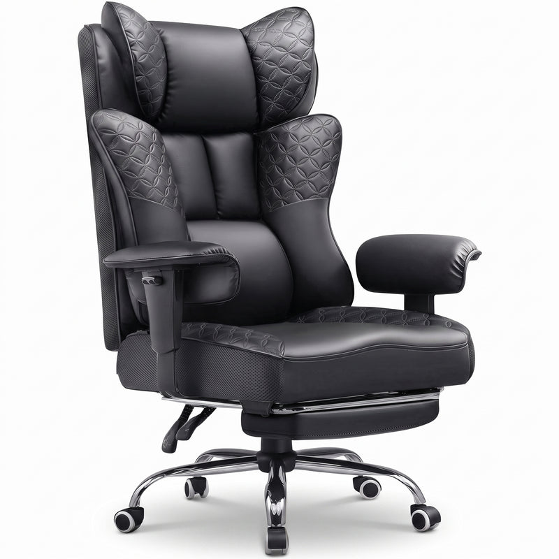 Big & Tall Office Chair with Footrest – Reclining Ergonomic Executive Chair, Wide Memory-Foam Seat, Adjustable Height - 1