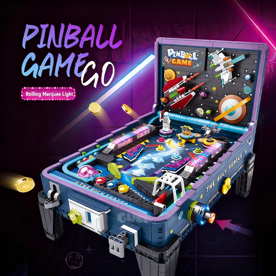 High Quality Building Blocks Pinball Machine, Game Table, Coin Operated, Children's Puzzle Assembly Model, Boy Creative Gift Toy