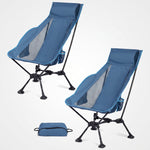 Ultra-Compact High Back Folding Camping Chair with Pillow – Lightweight & Portable - 1
