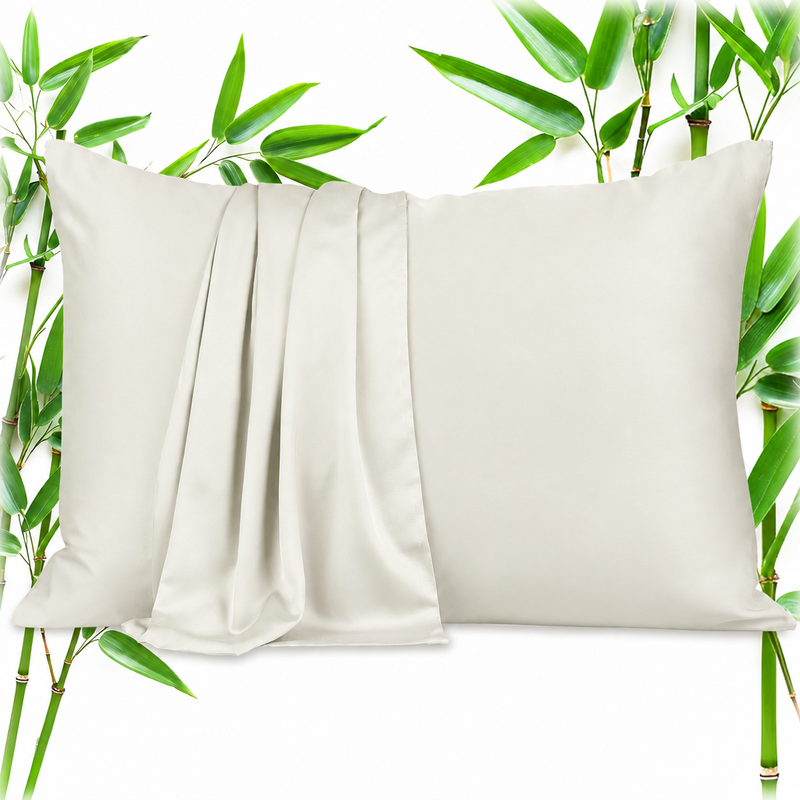 100% Viscose from Bamboo Pillowcases with Zipper, Set of 2 - 1