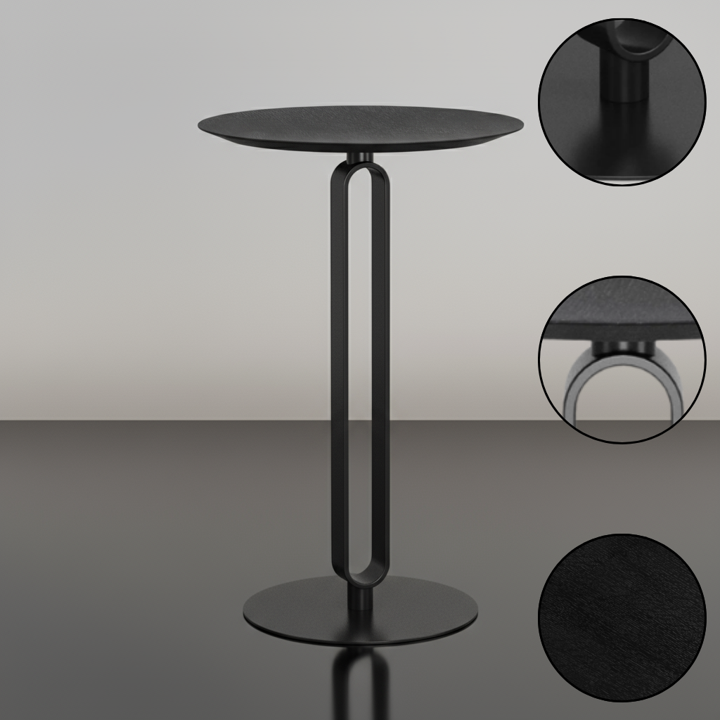Modern Round Counter Table – Black MDF & Steel Legs | Kitchen & Dining | Trufairs
