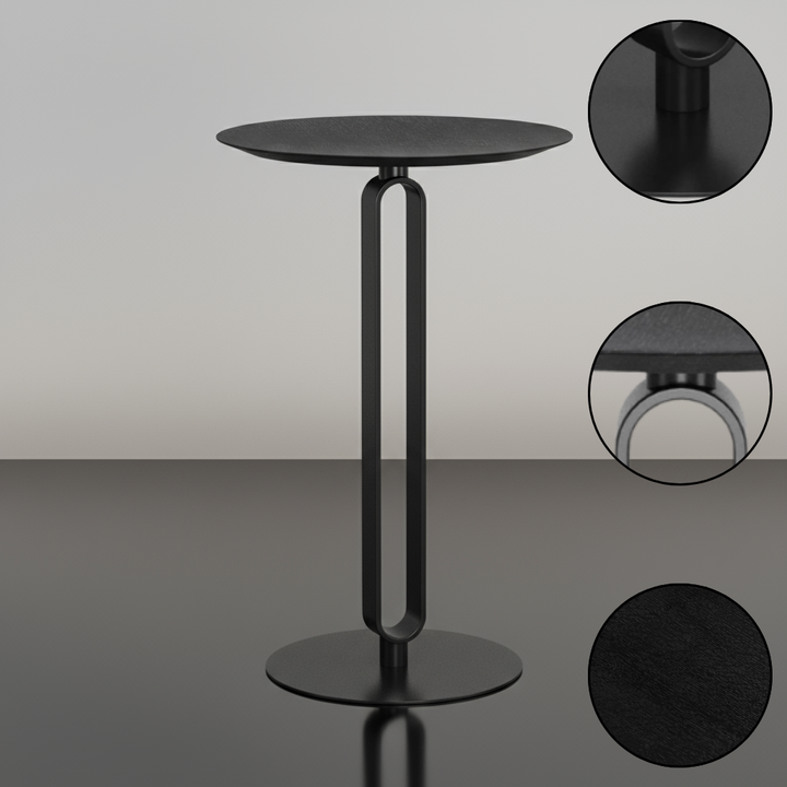 Modern Round Counter Table – Black MDF & Steel Legs | Kitchen & Dining | Trufairs