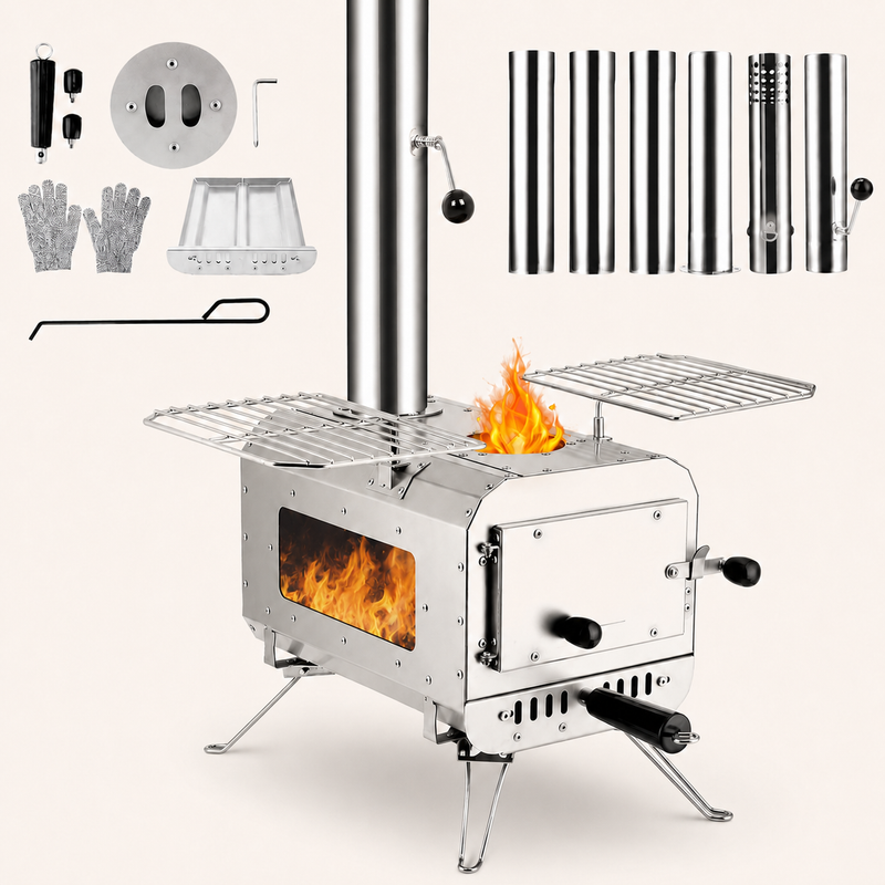PORTABLE WOOD STOVE FOR CAMPING, TENT STOVE - 1
