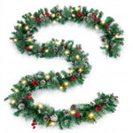 CHRISTMAS GARLAND WITH LIGHTS – PRE-LIT HOLIDAY GREENERY - 1