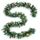 CHRISTMAS GARLAND WITH LIGHTS – PRE-LIT HOLIDAY GREENERY - 1