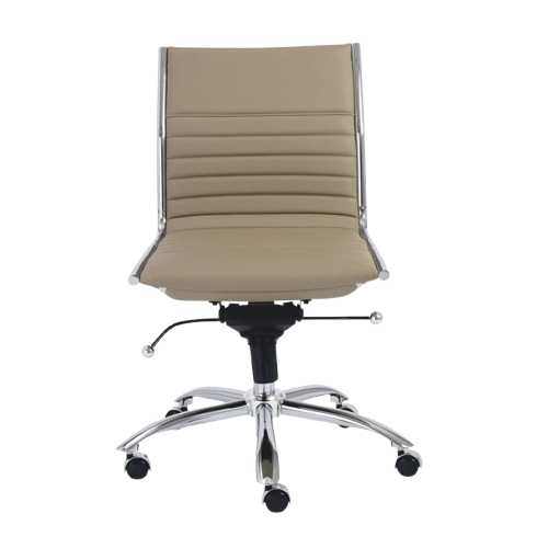 Taupe and Silver Adjustable Swivel Faux Leather Rolling Conference Office Chair