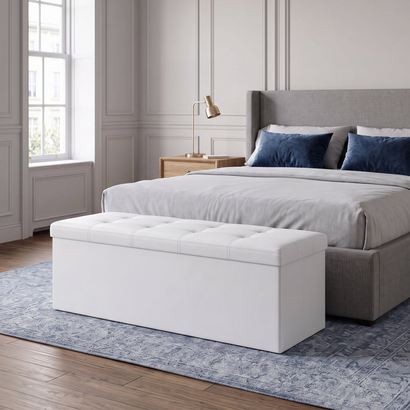 BENCH WITH STORAGE – FOLDING OTTOMAN WITH PADDED SEAT - 1