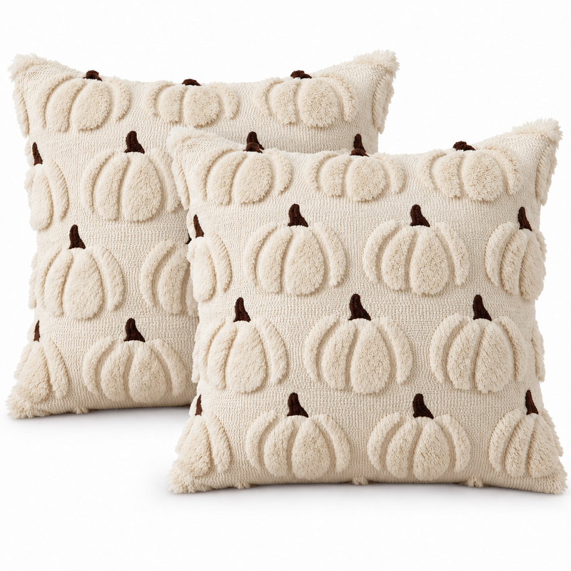 DECORATIVE PILLOW COVERS – 3D PUMPKIN SET OF 2 - 1